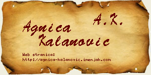 Agnica Kalanović vizit kartica